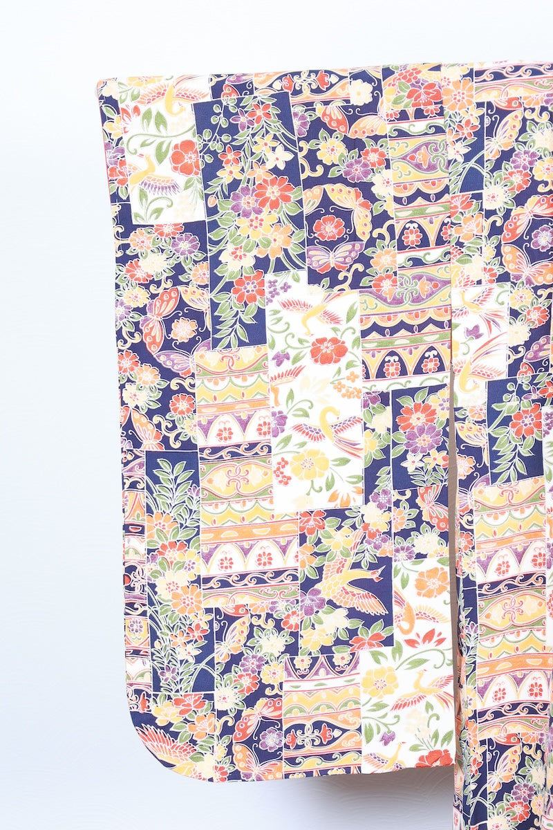 Kids girl Japanese kimono used <Yotsumi>  silk 100% /B48