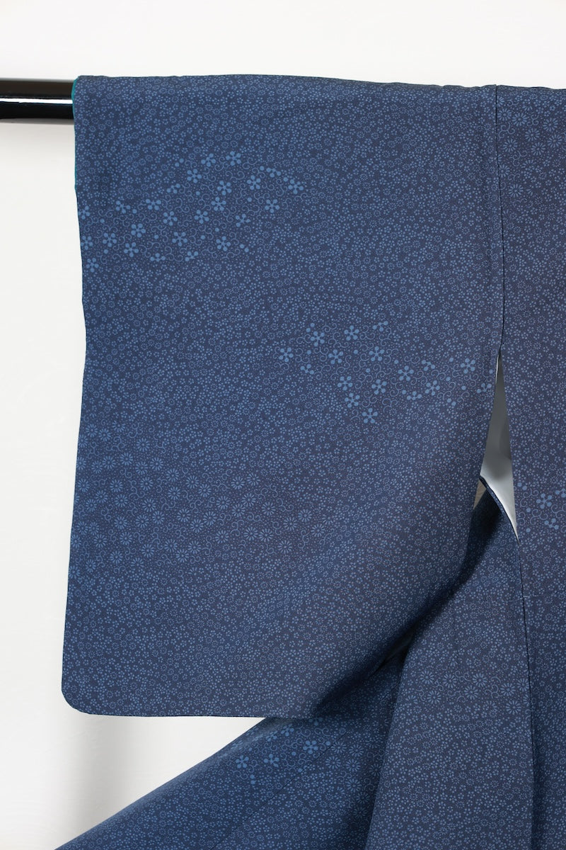 Tsukesage kimono indigo flower pre-owned /R605