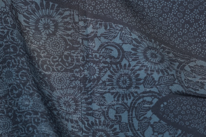Tsukesage kimono indigo flower pre-owned /R605