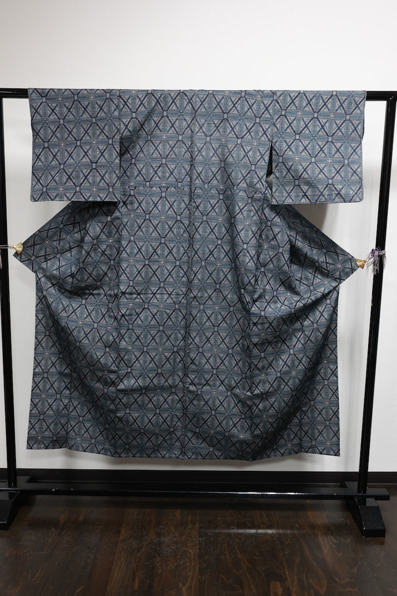 Tsumugi kimono indigo /R571