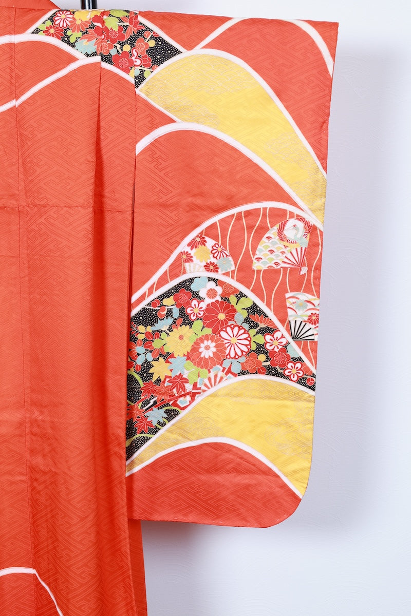 Kids girl Japanese kimono used <Yotsumi>  silk 100% /B49