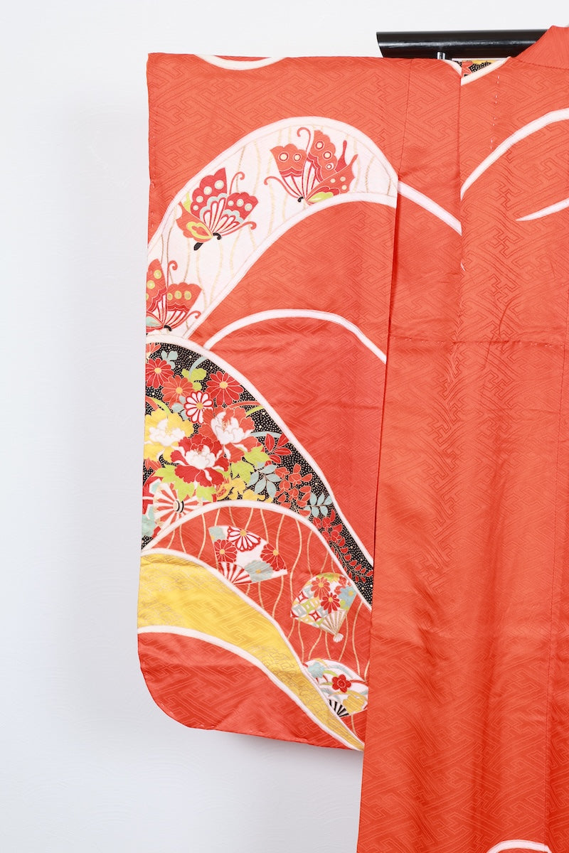 Kids girl Japanese kimono used <Yotsumi>  silk 100% /B49