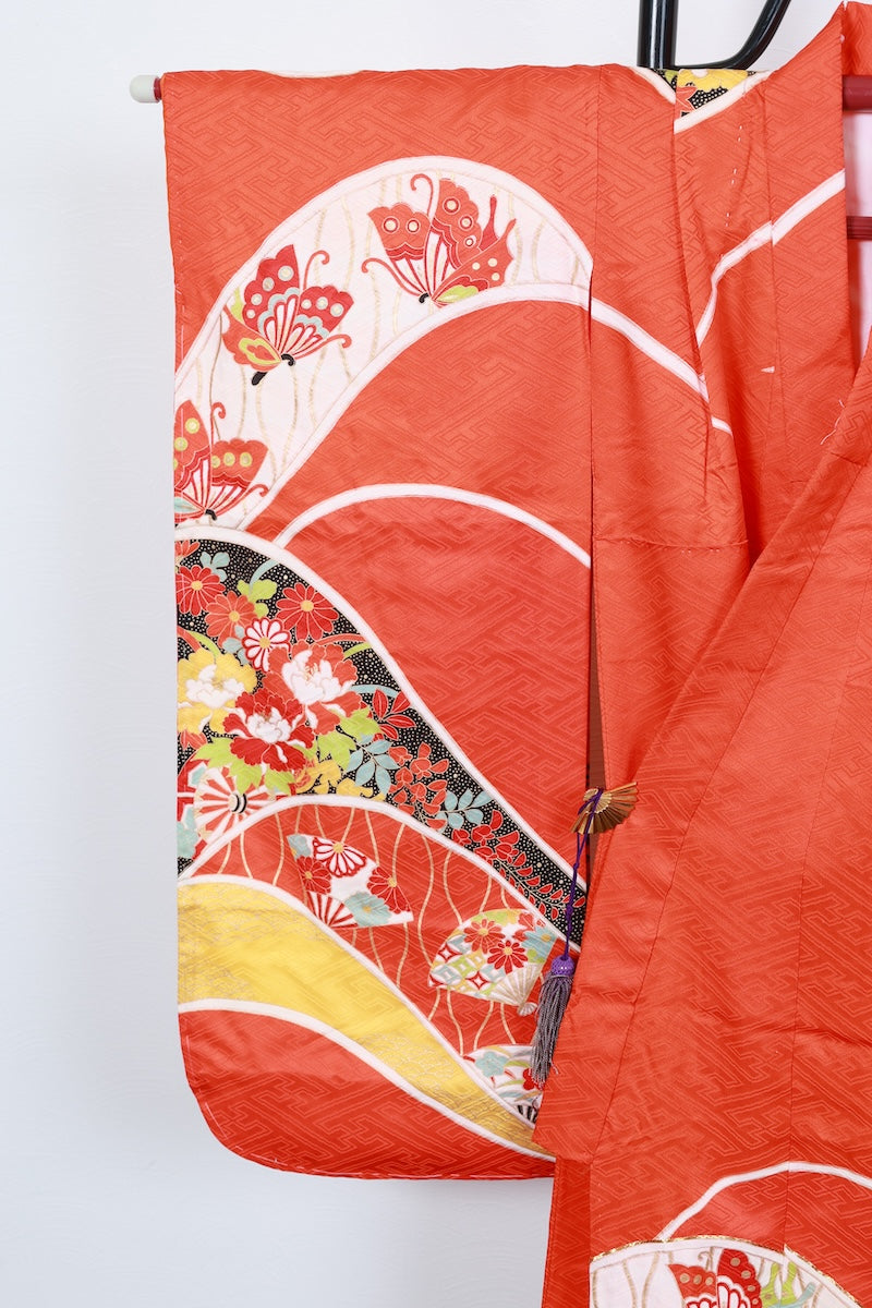 Kids girl Japanese kimono used <Yotsumi>  silk 100% /B49