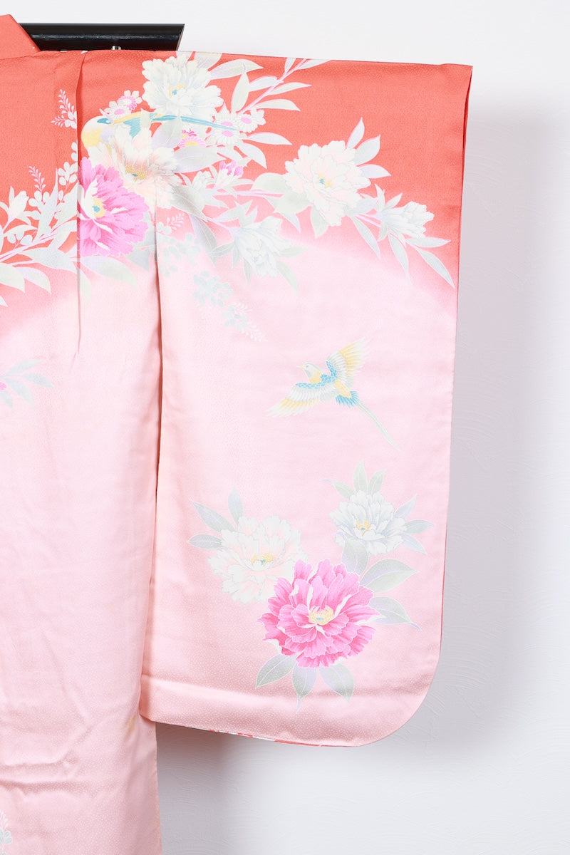 Kids girl Japanese kimono used <Yotsumi>  silk 100% /B45