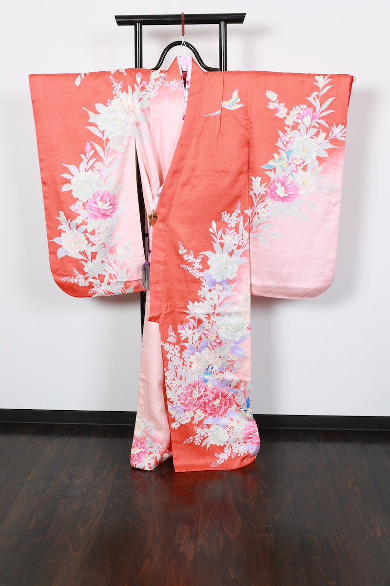 Kids girl Japanese kimono used <Yotsumi>  silk 100% /B45