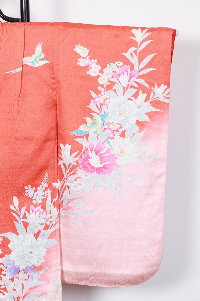 Kids girl Japanese kimono used <Yotsumi>  silk 100% /B45
