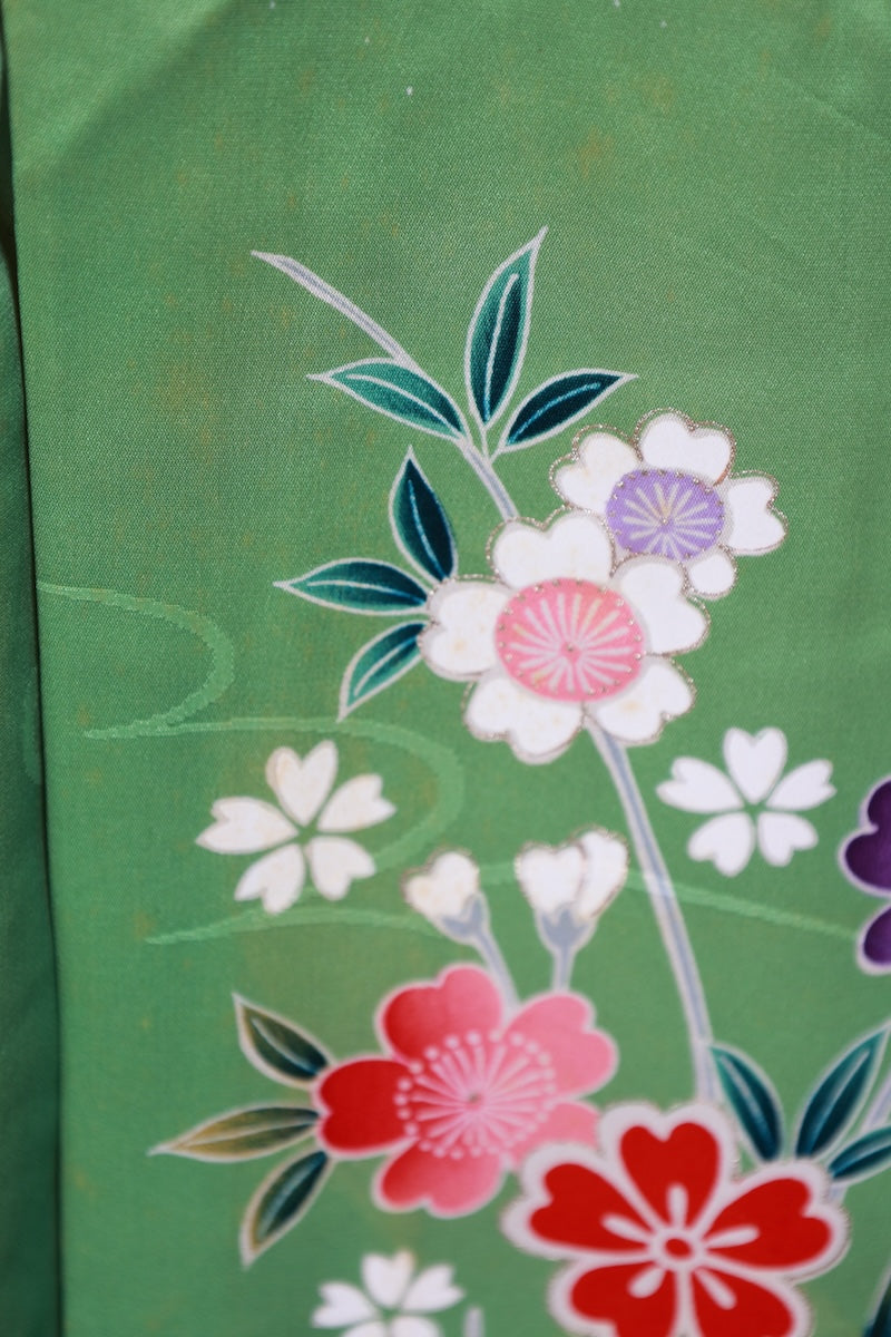 Kids girl Japanese kimono used <Yotsumi>  silk 100% /B44