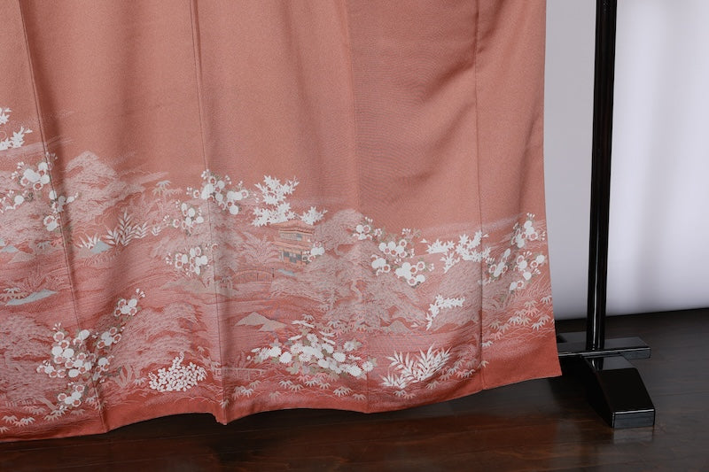 Japanease kimono  used(Houmongi) L-size 100% silk /A492