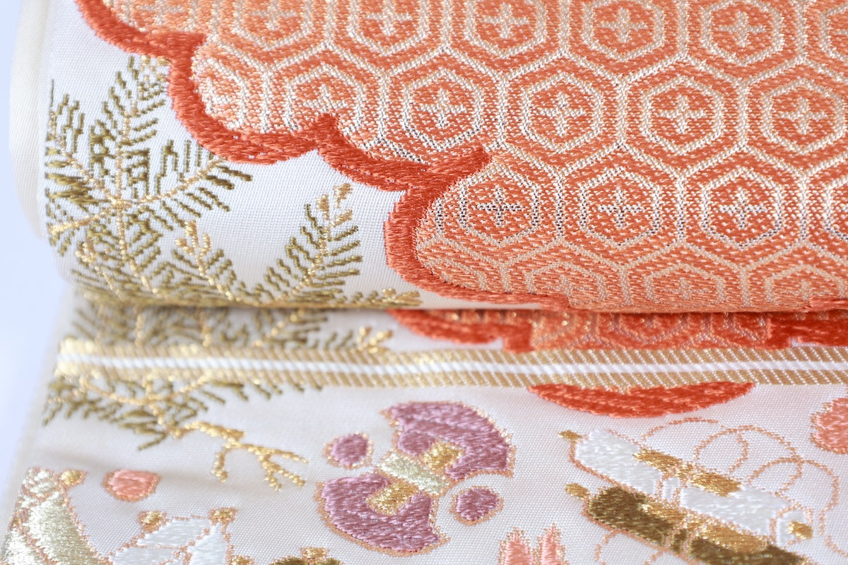 Japanese used sash belt (Fukuro-obi) 100% silk  /B1167