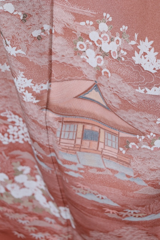 Japanease kimono  used(Houmongi) L-size 100% silk /A492