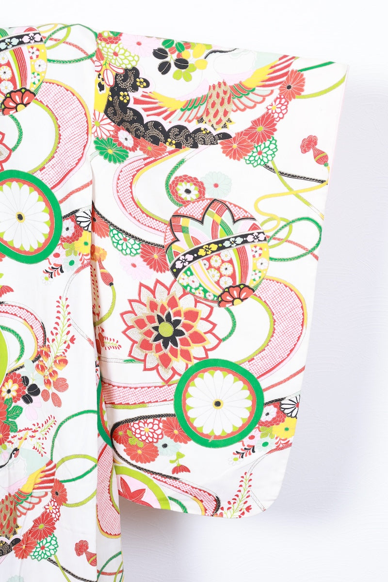 Kids girl Japanese kimono used <Yotsumi>  silk 100% /B43