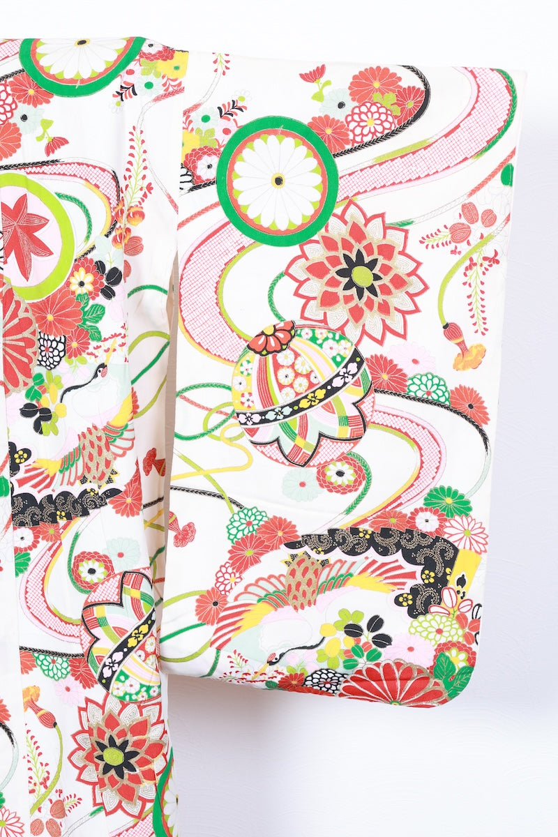 Kids girl Japanese kimono used <Yotsumi>  silk 100% /B43
