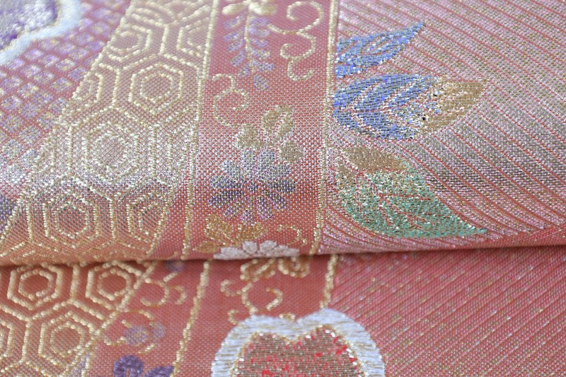 Japanese New Untailored sash belt (Fukuro-obi) 100% silk  /B1165