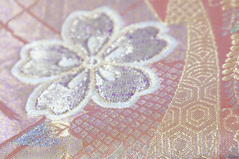 Japanese New Untailored sash belt (Fukuro-obi) 100% silk  /B1165