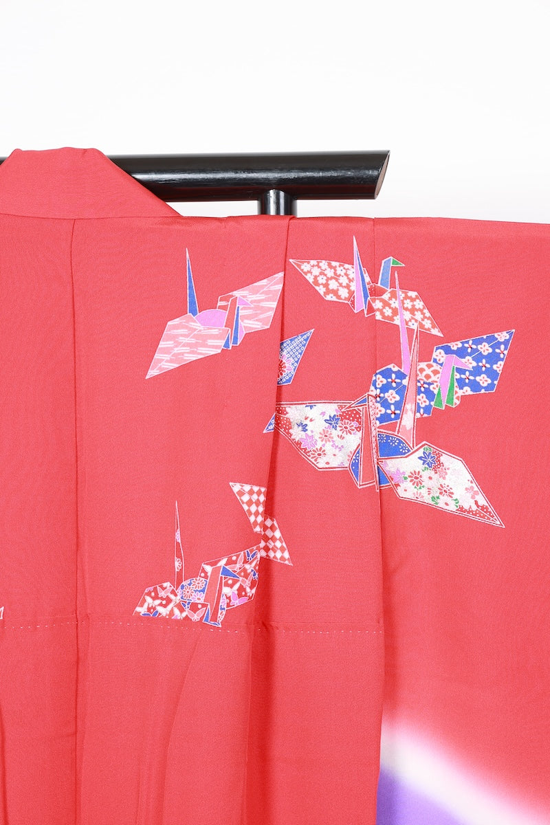 Kids girl Japanese kimono used <Yotsumi>  silk 100% /B41