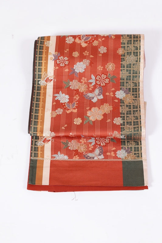 Japanese used sash belt (Fukuro-obi) 100% silk  /B1164