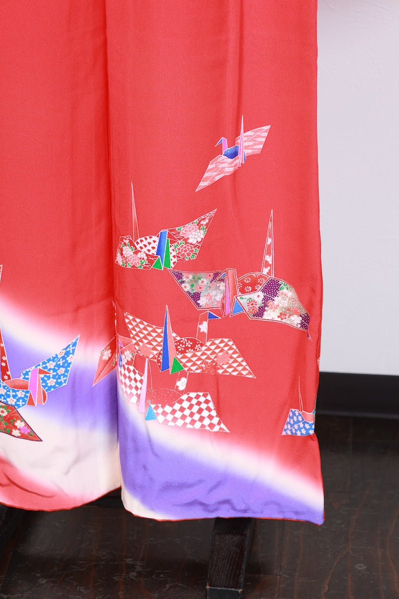 Kids girl Japanese kimono used <Yotsumi>  silk 100% /B41