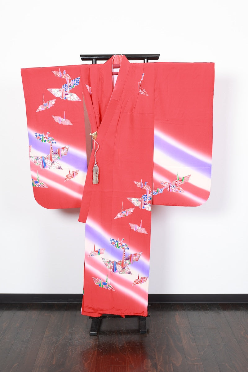 Kids girl Japanese kimono used <Yotsumi>  silk 100% /B41