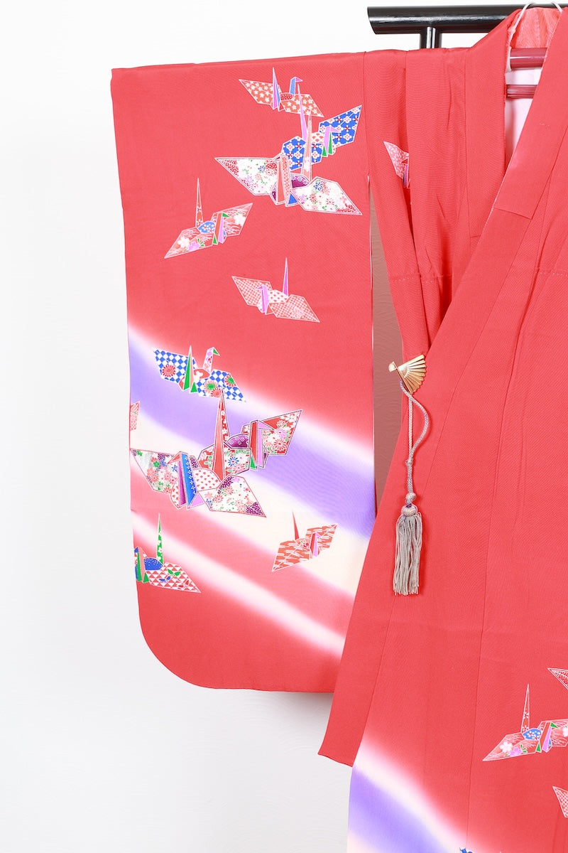 Kids girl Japanese kimono used <Yotsumi>  silk 100% /B41
