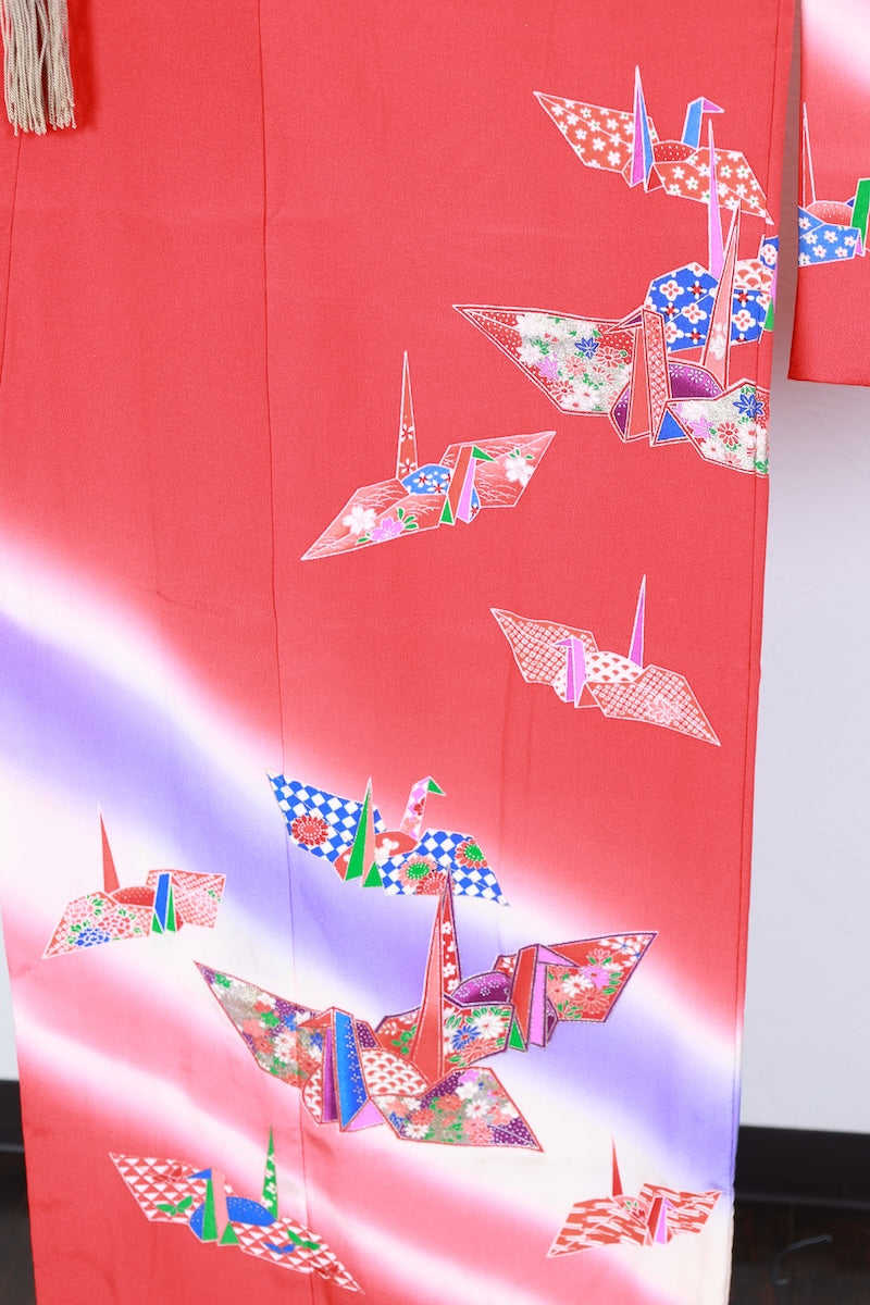 Kids girl Japanese kimono used <Yotsumi>  silk 100% /B41