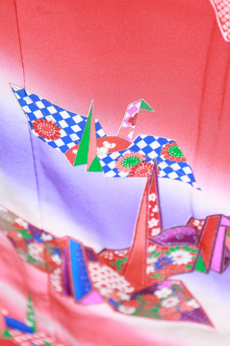 Kids girl Japanese kimono used <Yotsumi>  silk 100% /B41
