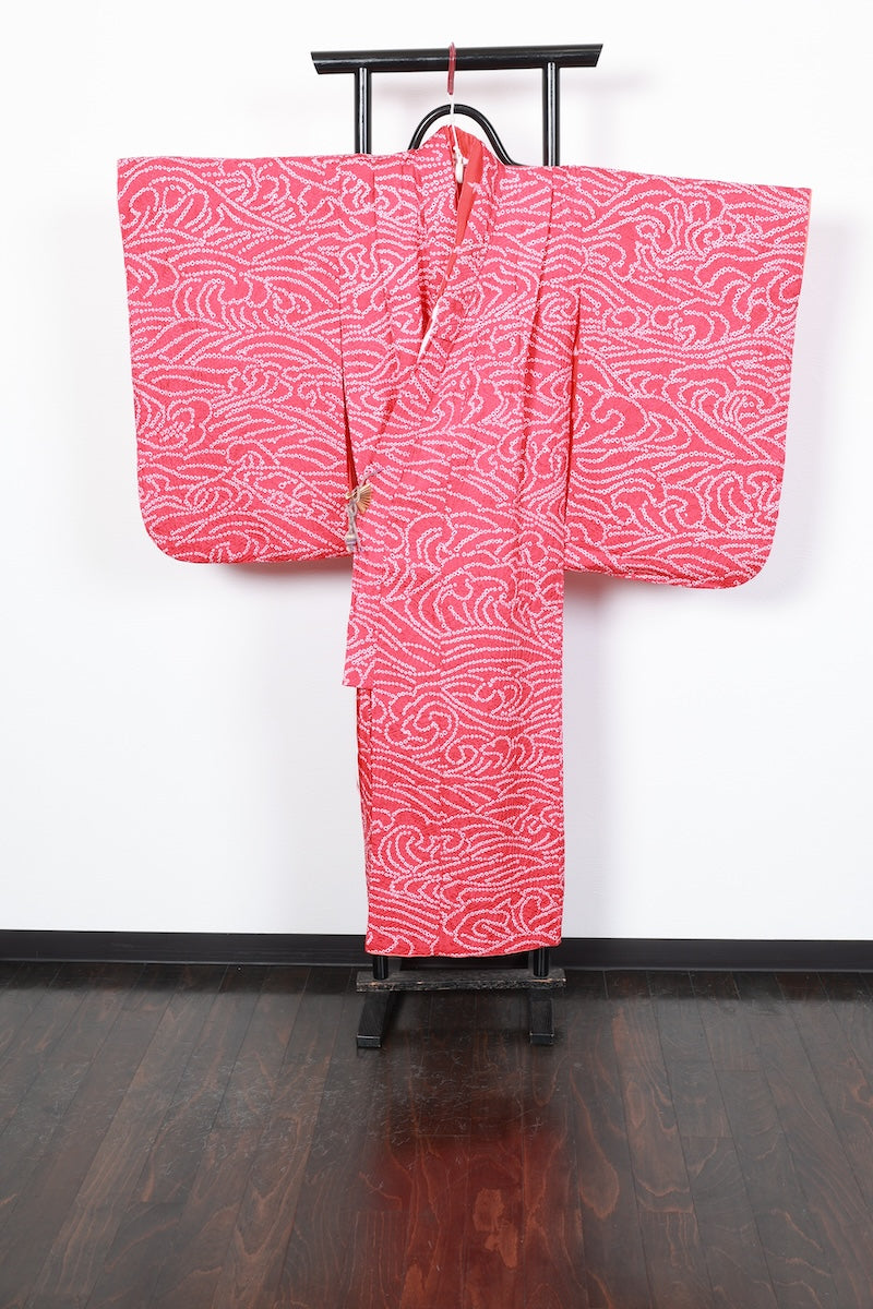Kids girl Japanese kimono used <Yotsumi>  silk 100% /B40