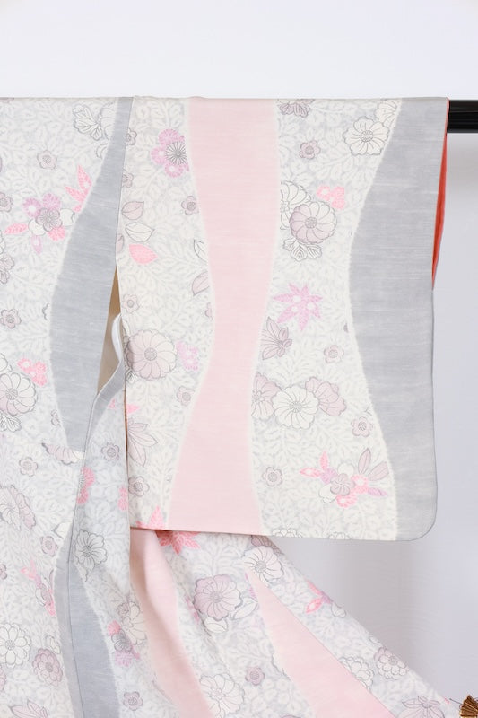 Japanese kimono used <Tsumugi> Lsize  silk 100% /T120