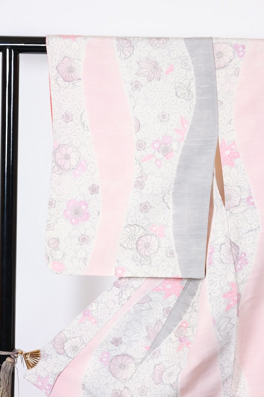 Japanese kimono used <Tsumugi> Lsize  silk 100% /T120