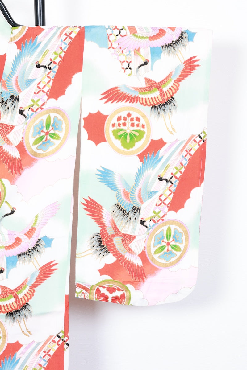 Kids girl Japanese kimono used <Yotsumi>  silk 100% /B37