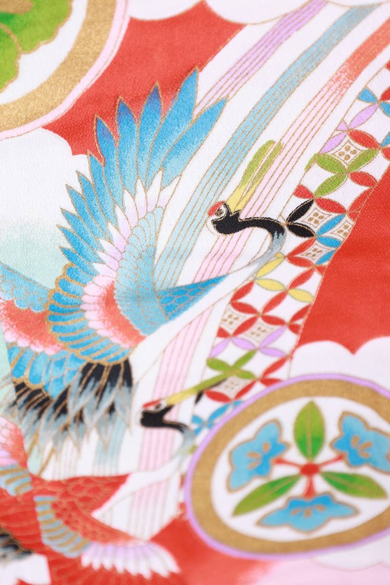 Kids girl Japanese kimono used <Yotsumi>  silk 100% /B37