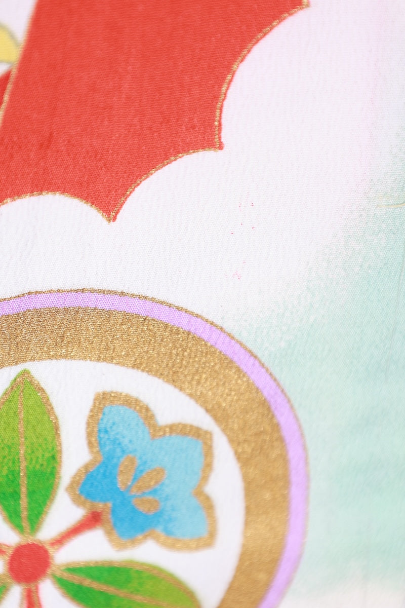 Kids girl Japanese kimono used <Yotsumi>  silk 100% /B37