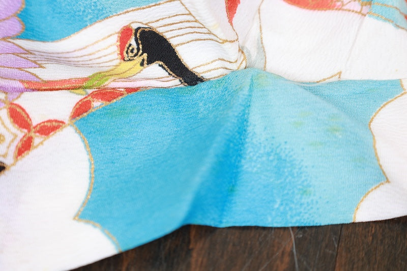 Kids girl Japanese kimono used <Yotsumi>  silk 100% /B37