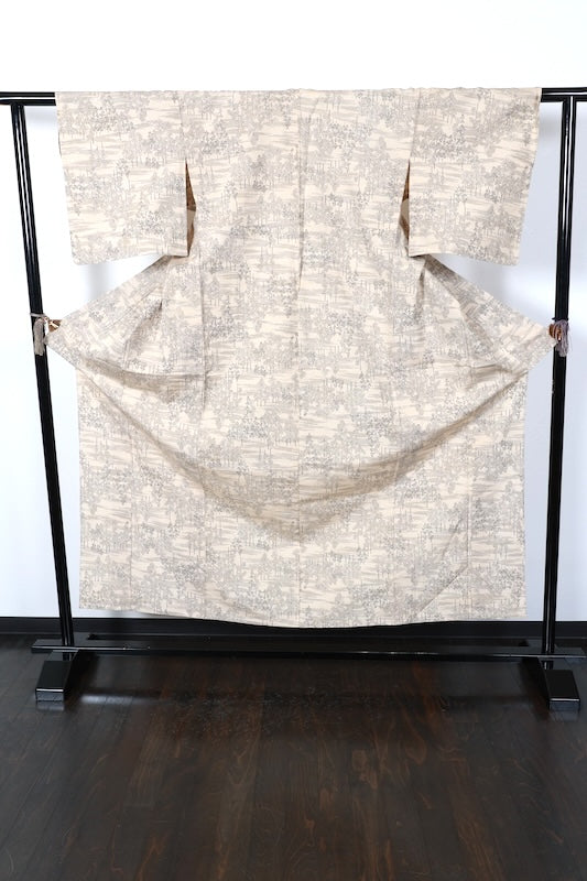 Japanese kimono used <Tsumugi> Msize  silk 100% /T128