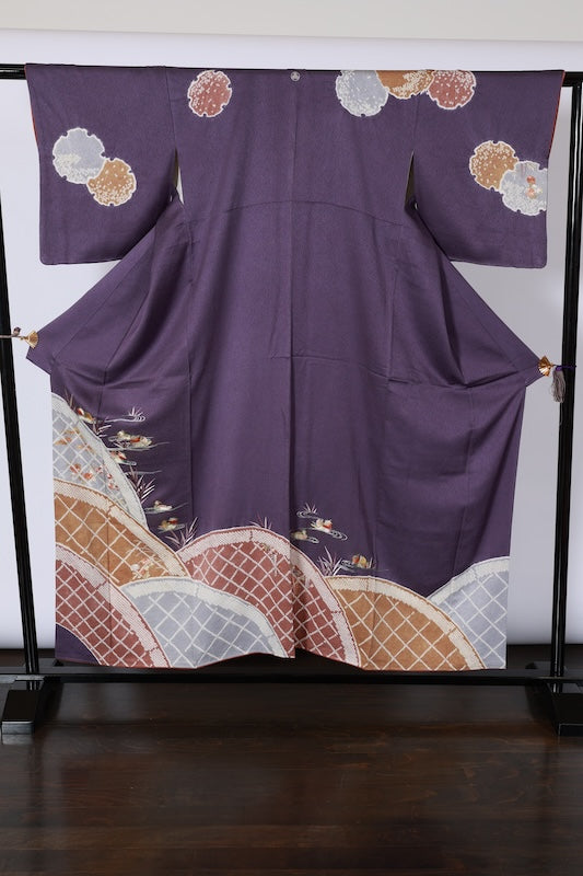 Japanease kimono used(houmngi)SizeLM silk /A454