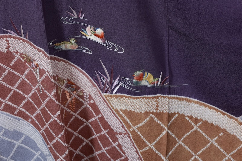 Japanease kimono used(houmngi)SizeLM silk /A454