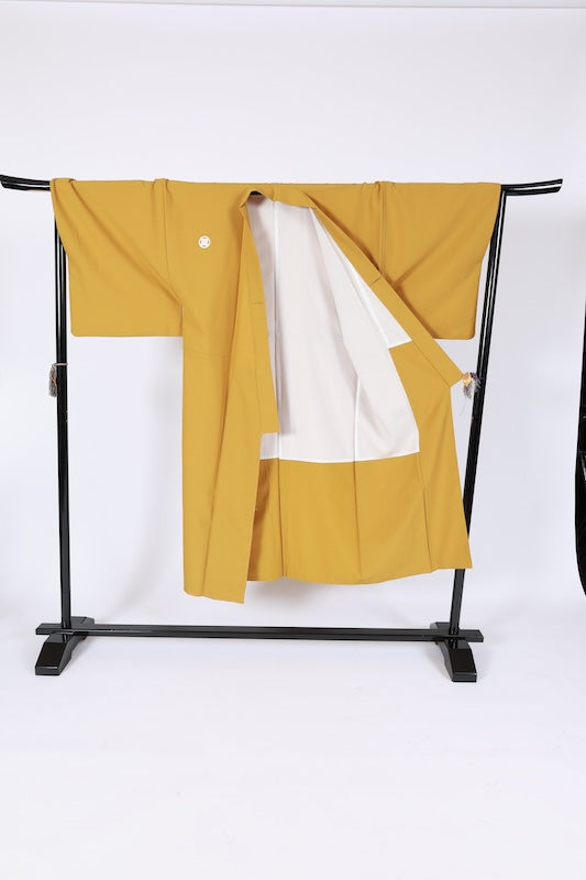 Men's Japanese kimono.haori,nagazyuban 3 piece set used L-size polyester /B1181