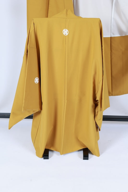 Men's Japanese kimono.haori,nagazyuban 3 piece set used L-size polyester /B1181