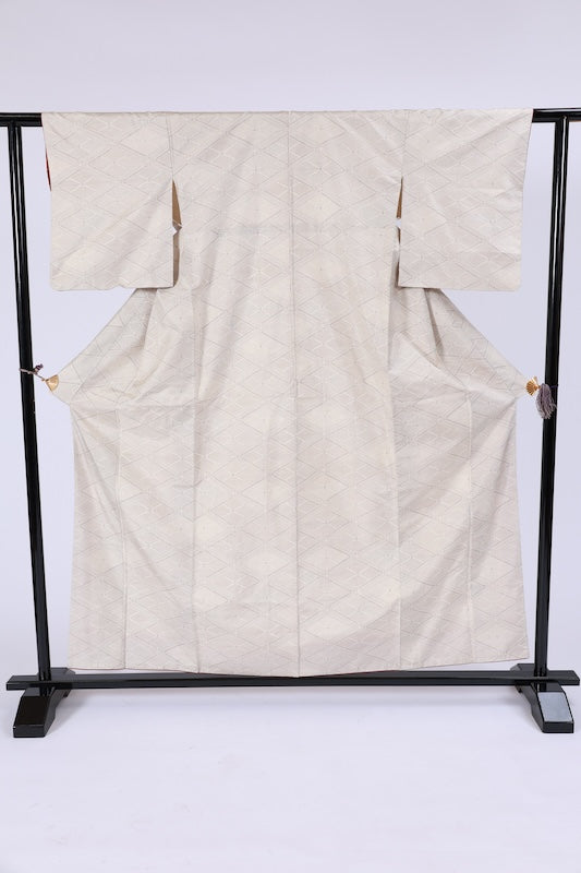 used Japanese kimono  (tsumugi) L Size 100%silk/A036