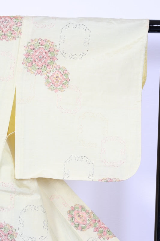 Japanese kimono used <Tsumugi> Msize  silk 100% /T149