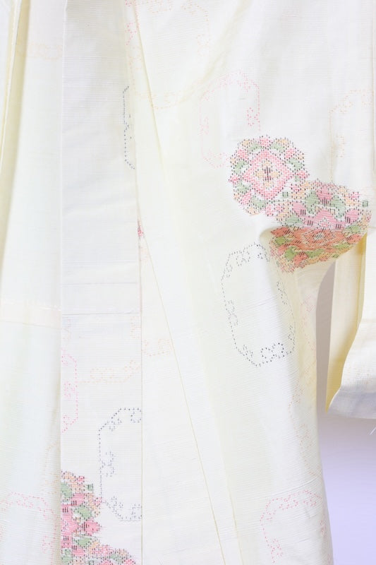 Japanese kimono used <Tsumugi> Msize  silk 100% /T149