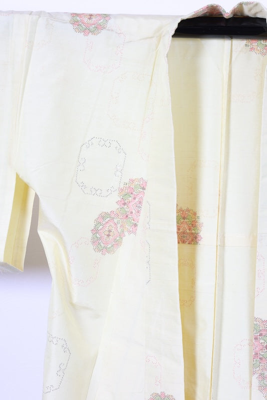 Japanese kimono used <Tsumugi> Msize  silk 100% /T149
