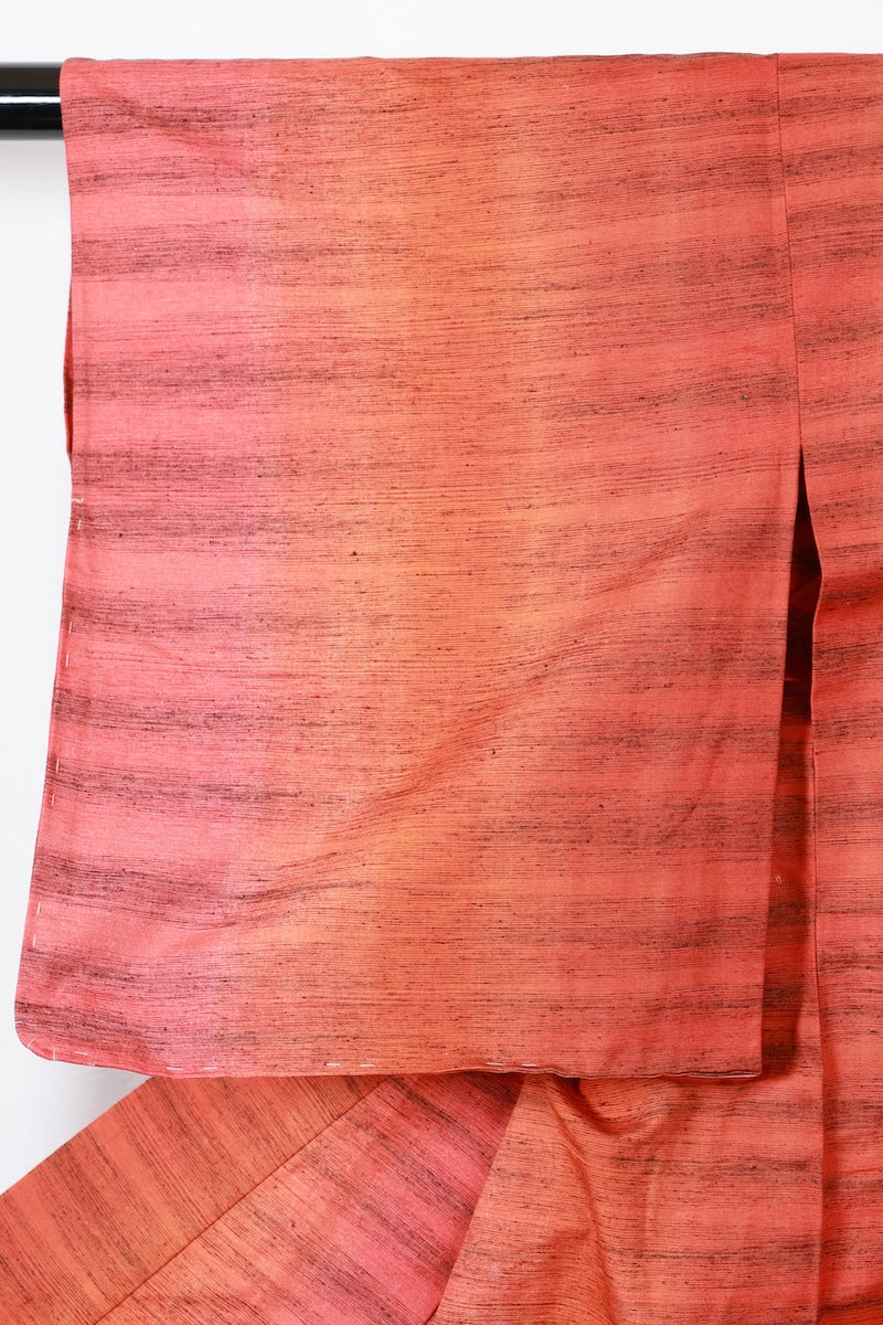 Tsumugi kimono orange Pre-owned /R622
