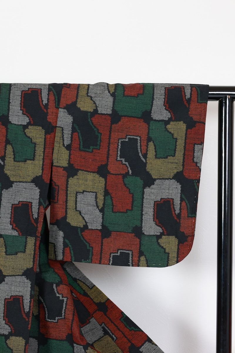 Komon kimono black Reddish-brown pre-owned/R615