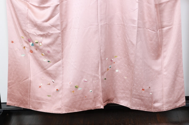 Houmongi kimono pink gold pre-owned /R616