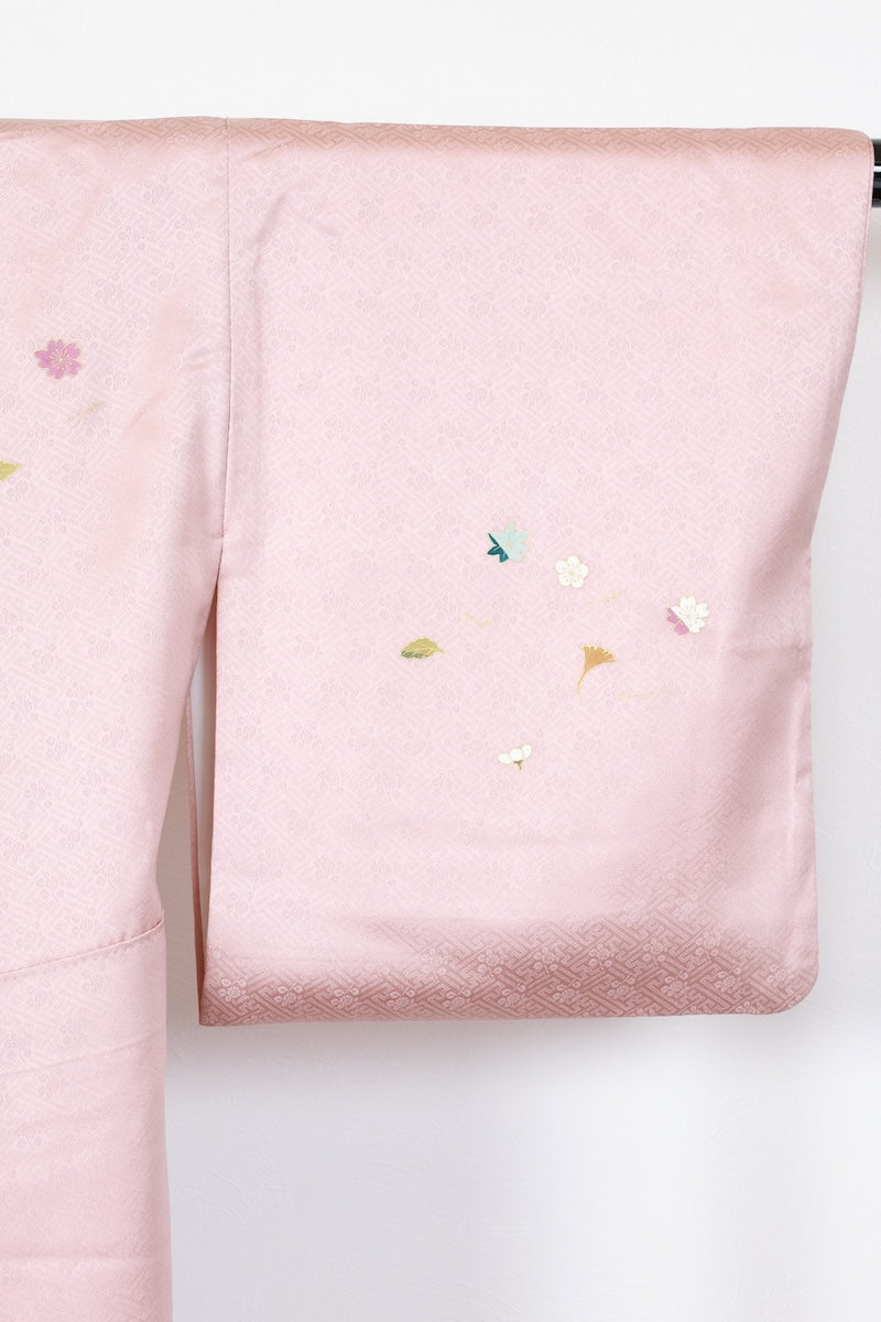 Houmongi kimono pink gold pre-owned /R616