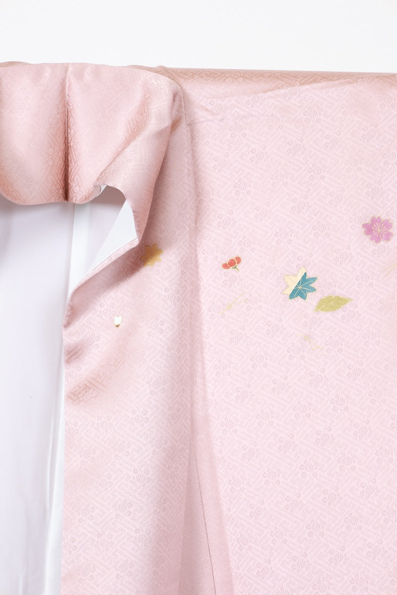 Houmongi kimono pink gold pre-owned /R616