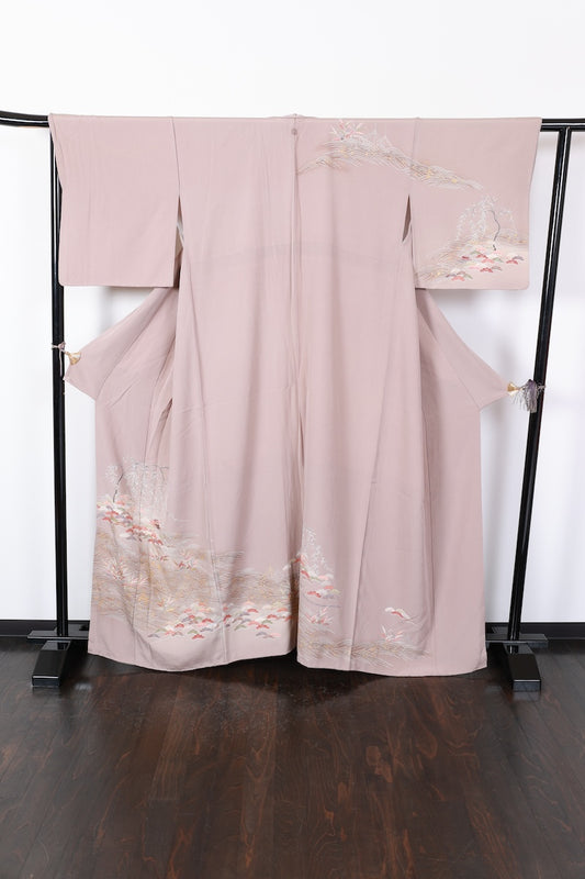 Houmongi kimono Light brown Gold pre-owned /R626
