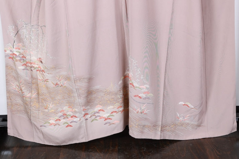 Houmongi kimono Light brown Gold pre-owned /R626