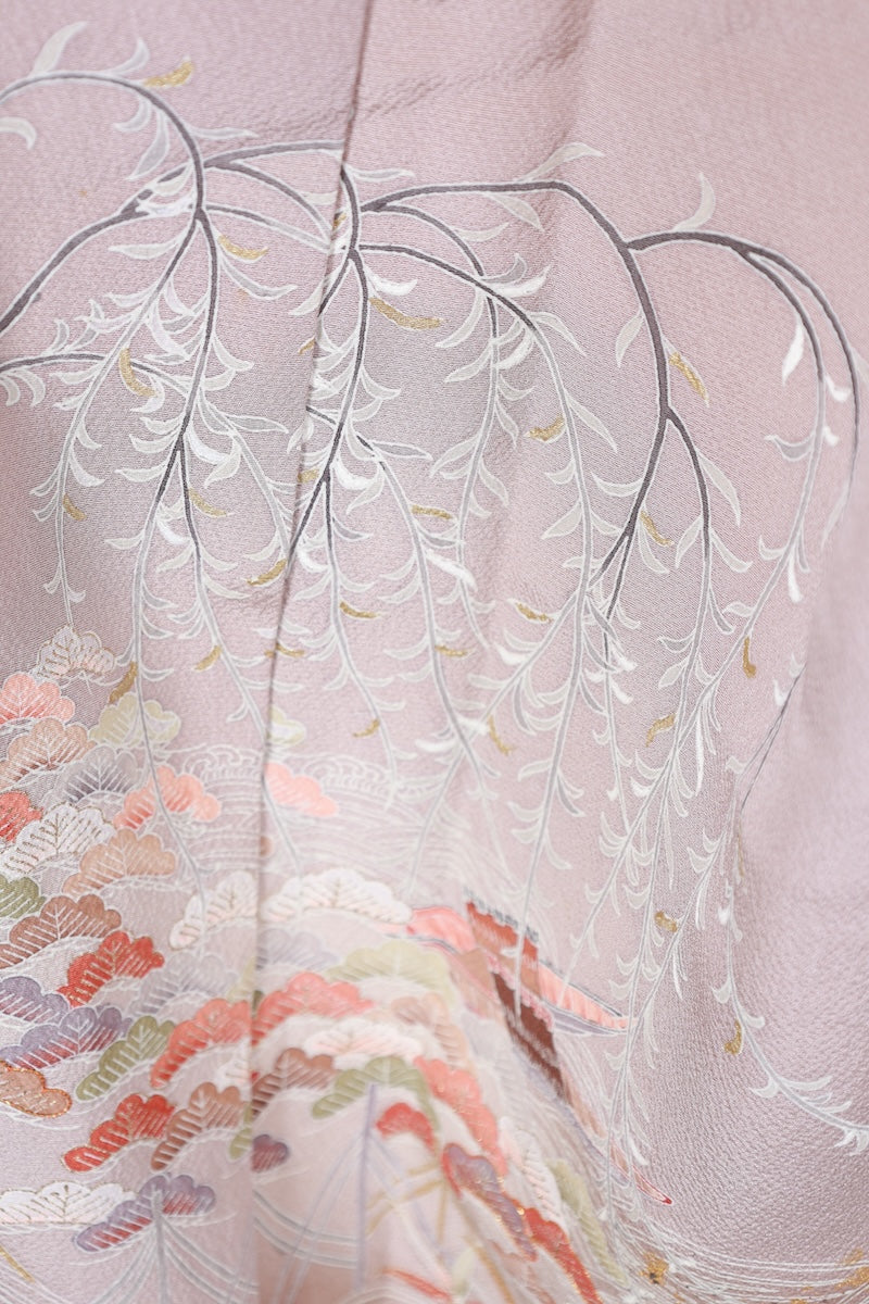 Houmongi kimono Light brown Gold pre-owned /R626