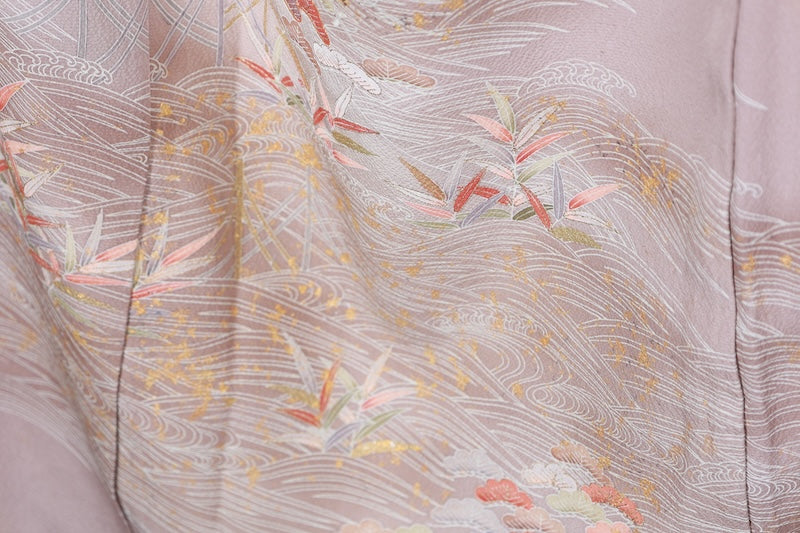 Houmongi kimono Light brown Gold pre-owned /R626